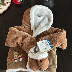 NWT London Fog Baby Winter Puffer Coat with mittens Size 18 Mo